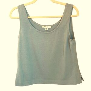 St. John Santana Knit Sleeveless Shell Tank Light Teal Size S Made USA